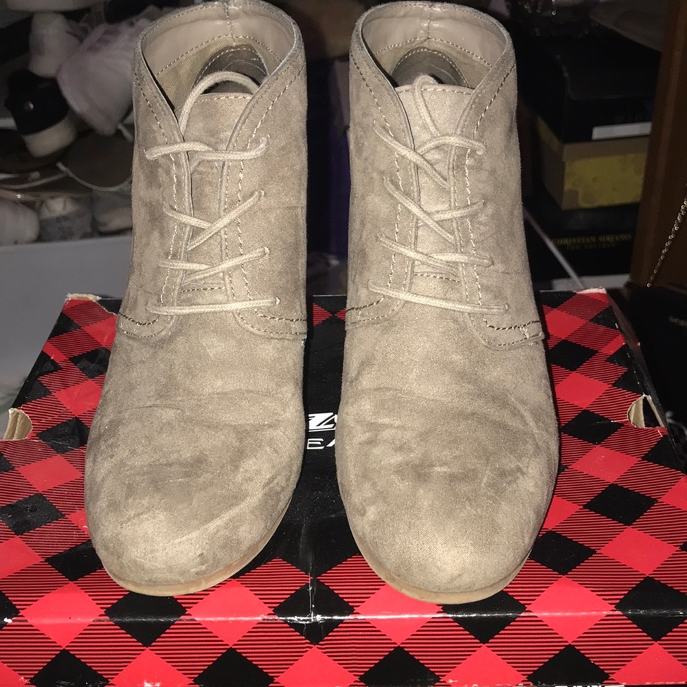 Brown Wedge Ankle Booties